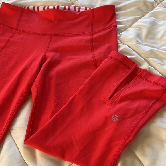 Lululemon Athletica Classic Orange high rise wide leg cropped yoga pants Size4-6 - Picture 15 of 15